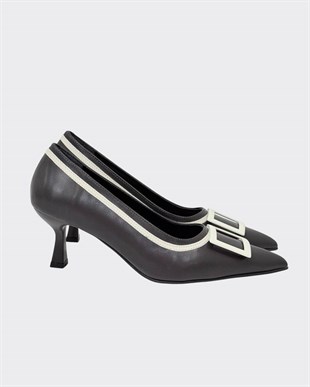 Çift Renkli Tasarım 6 Cm Rahat Topuklu Stiletto