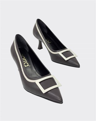 Çift Renkli Tasarım 6 Cm Rahat Topuklu Stiletto