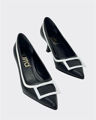 Çift Renkli Tasarım 6 Cm Rahat Topuklu Stiletto