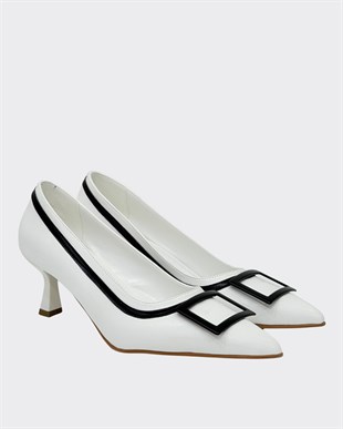 Çift Renkli Tasarım 6 Cm Rahat Topuklu Stiletto