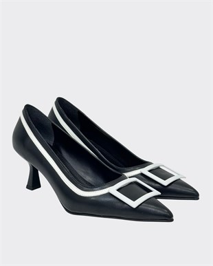 Çift Renkli Tasarım 6 Cm Rahat Topuklu Stiletto