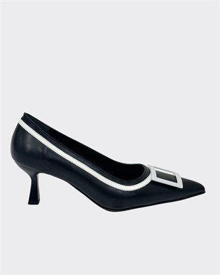 Çift Renkli Tasarım 6 Cm Rahat Topuklu Stiletto