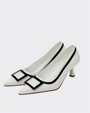 Çift Renkli Tasarım 6 Cm Rahat Topuklu Stiletto
