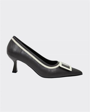 Çift Renkli Tasarım 6 Cm Rahat Topuklu Stiletto
