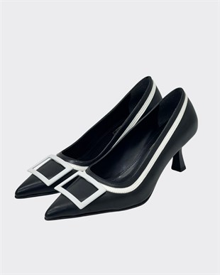 Çift Renkli Tasarım 6 Cm Rahat Topuklu Stiletto