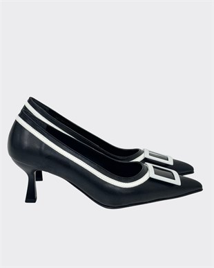 Çift Renkli Tasarım 6 Cm Rahat Topuklu Stiletto