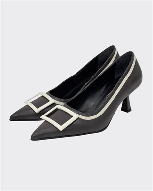 Çift Renkli Tasarım 6 Cm Rahat Topuklu Stiletto