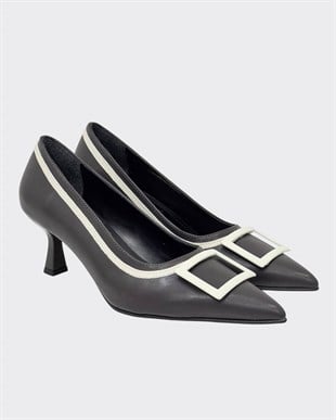 Çift Renkli Tasarım 6 Cm Rahat Topuklu Stiletto