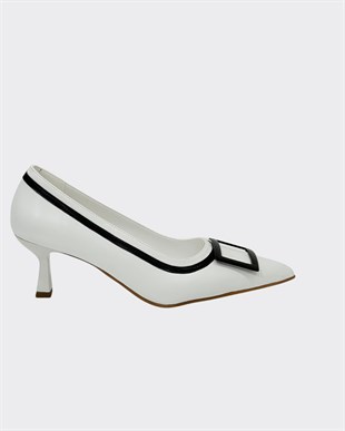 Çift Renkli Tasarım 6 Cm Rahat Topuklu Stiletto