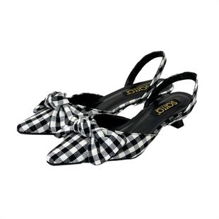 Ekose Tasarımlı 4 Cm Topuklu Stiletto