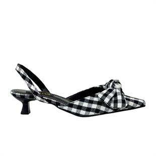 Ekose Tasarımlı 4 Cm Topuklu Stiletto