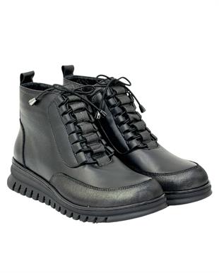 Fermuarlı Hakiki Deri 5 Cm Dolgu Topuk Bot