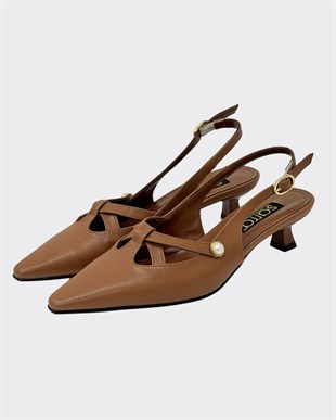 Fındık Topuk İnci Detaylı Tasarım Stiletto