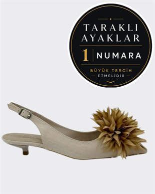 Fındık Topuklu Çicek Tasarımlı Ayakkabı