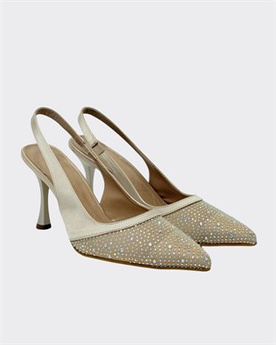 Full Taş İşlemeli 8 Cm Rahat Topuklu Stiletto