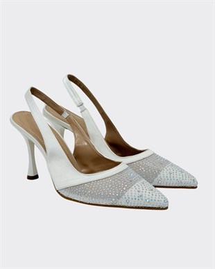 Full Taş İşlemeli 8 Cm Rahat Topuklu Stiletto