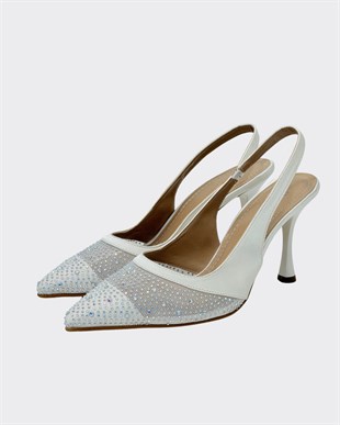Full Taş İşlemeli 8 Cm Rahat Topuklu Stiletto
