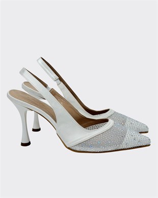 Full Taş İşlemeli 8 Cm Rahat Topuklu Stiletto