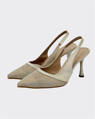 Full Taş İşlemeli 8 Cm Rahat Topuklu Stiletto