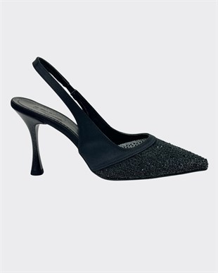 Full Taş İşlemeli 8 Cm Rahat Topuklu Stiletto
