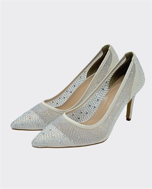 Full Taş İşlemeli 9 Cm Rahat Topuklu Stiletto