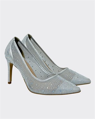 Full Taş İşlemeli 9 Cm Rahat Topuklu Stiletto