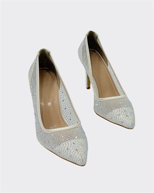 Full Taş İşlemeli 9 Cm Rahat Topuklu Stiletto