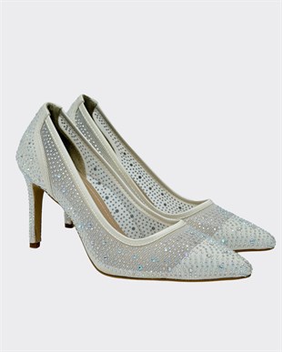Full Taş İşlemeli 9 Cm Rahat Topuklu Stiletto