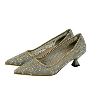Full Taş İşlemeli Fındık Topuklu Stiletto