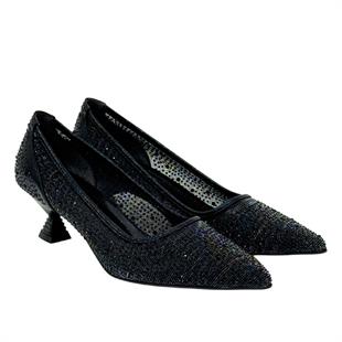 Full Taş İşlemeli Fındık Topuklu Stiletto