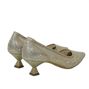 Full Taş İşlemeli Fındık Topuklu Stiletto