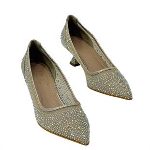 Full Taş İşlemeli Fındık Topuklu Stiletto