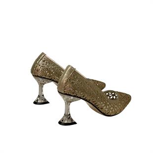 Gerçek Taşlı Şeffaf Üzeri Lazer İşlemeli 8 Cm Rahat Şeffaf Topuklu Stiletto