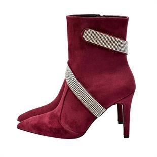 Gümüş Detaylı 9 Cm Topuklu Tasarım Stiletto Bot