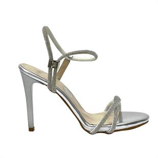 Gümüş Taş Bantlı 11 Cm Platform Topuklu Rahat Ayakkabı