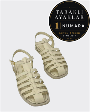 Hakiki Deri Balık Sırtı Tasarım Sandalet