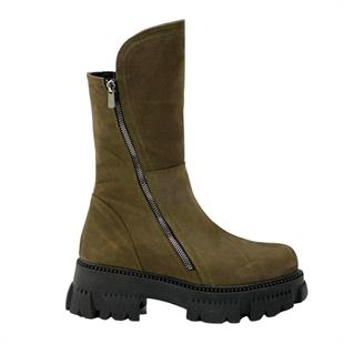 Hakiki Deri Çift Fermuarlı Tasarım Postal