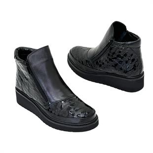 Hakiki Deri Fermuar Detaylı Ortopedik Tabanlı Bot