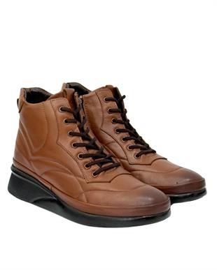 Hakiki Deri Fermuar Detaylı Spor Bot