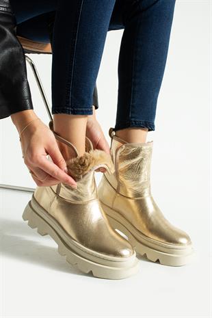 Hakiki Deri İçi Kürklü Postal