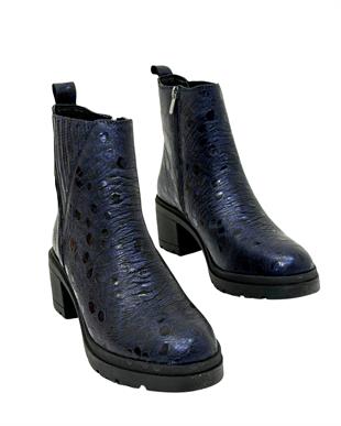 Hakiki Deri Özel Deri Dokulu Kalın Rahat Topuklu Bot