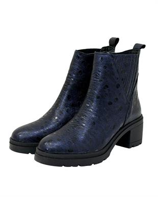 Hakiki Deri Özel Deri Dokulu Kalın Rahat Topuklu Bot