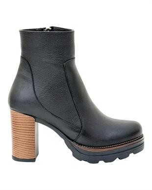 Hakiki Deri Platform Tabanlı 9 Cm Rahat Topuklu Bot