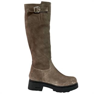 Hakiki Nubuk Deri 4 Cm Topuklu Sade Çizme