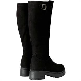 Hakiki Nubuk Deri 4 Cm Topuklu Sade Çizme