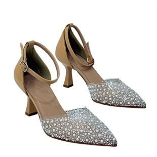 İnci İşlemeli Şeffaf Rahat Stiletto