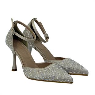 İnci Tasarımlı 9 Cm Topuklu Rahat Stiletto
