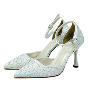 İnci Tasarımlı 9 Cm Topuklu Rahat Stiletto