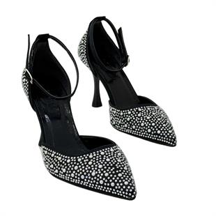 İnci Tasarımlı 9 Cm Topuklu Rahat Stiletto