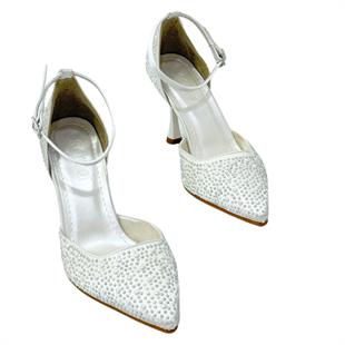İnci Tasarımlı 9 Cm Topuklu Rahat Stiletto